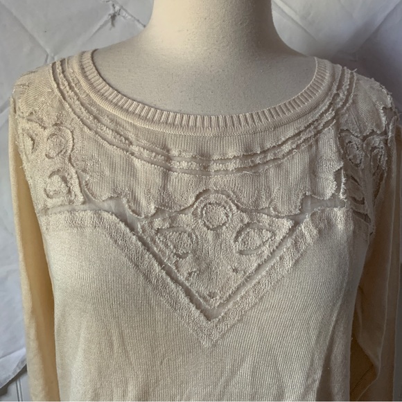 Celyn B. Elisabetta Franchi Ivory Lace Cut Outs Sweater IT 40 US 6 Sz Sm - Picture 3 of 13